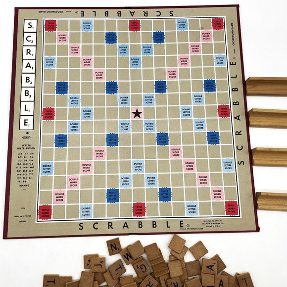 Vtg 1983 Scrabble Crossword Board Game No 17 Original Pieces-Holders-Board-Box - Picture 2 of 7